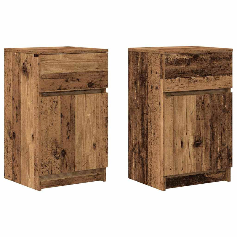 vidaXL 2 db antik fa színű szerelt fa éjjeliszekrény 39x35x65 cm