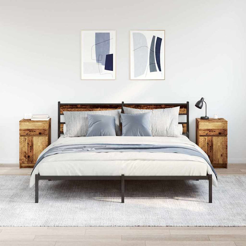 vidaXL 2 db antik fa színű szerelt fa éjjeliszekrény 39x35x65 cm