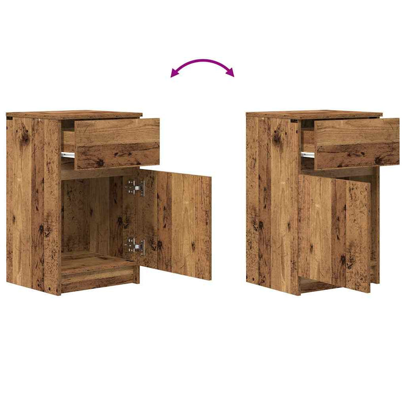 vidaXL 2 db antik fa színű szerelt fa éjjeliszekrény 39x35x65 cm
