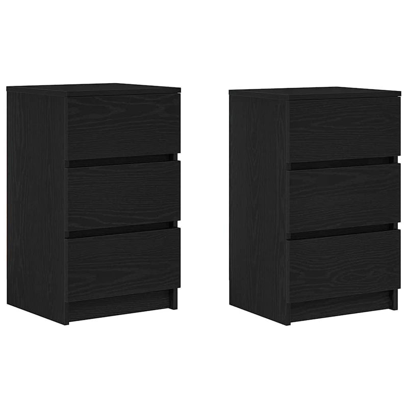 vidaXL 2 db fekete éjjeliszekrények 3 fiókkal 39x35x65 cm