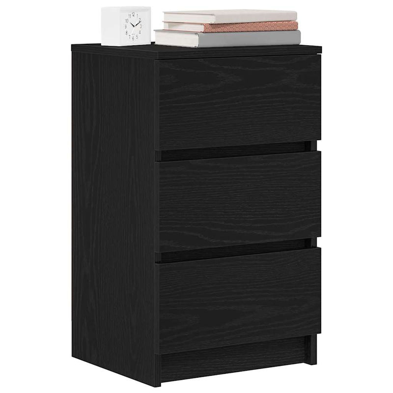 vidaXL 2 db fekete éjjeliszekrények 3 fiókkal 39x35x65 cm