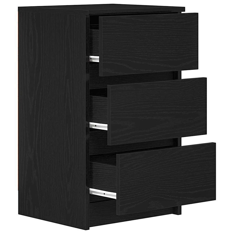 vidaXL 2 db fekete éjjeliszekrények 3 fiókkal 39x35x65 cm