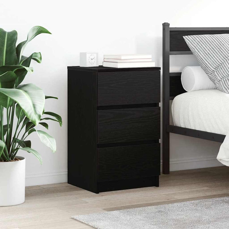vidaXL 2 db fekete éjjeliszekrények 3 fiókkal 39x35x65 cm