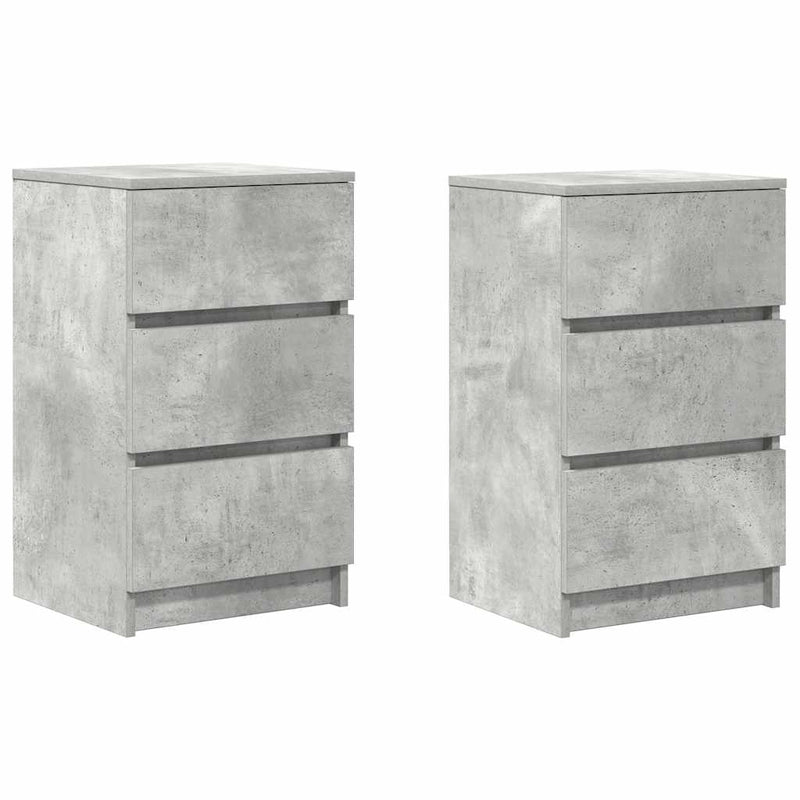 vidaXL 2 db betonszürke éjjeliszekrények 3 fiókkal 39x35x65 cm