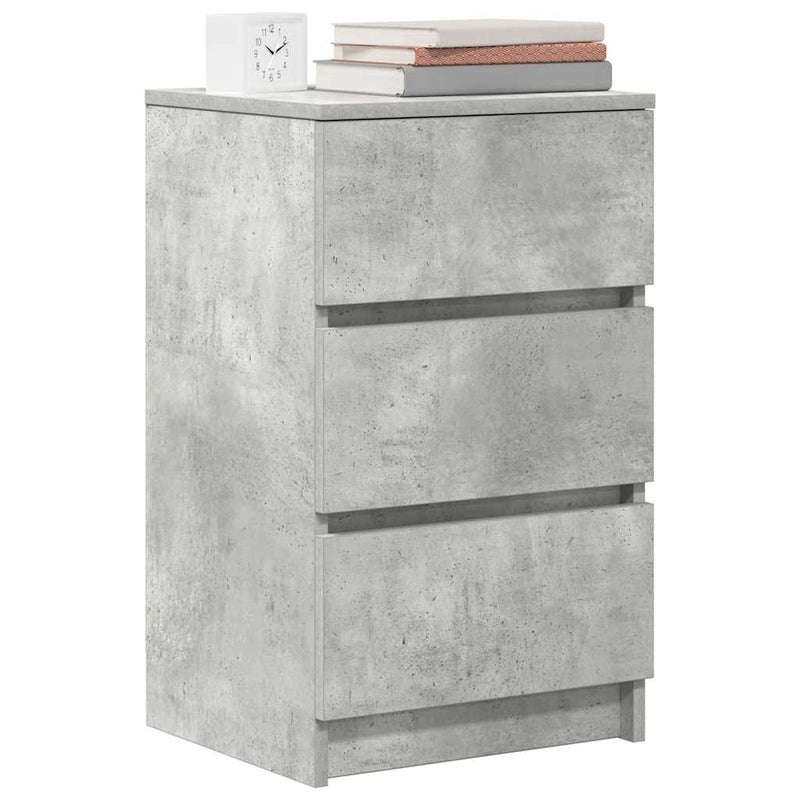 vidaXL 2 db betonszürke éjjeliszekrények 3 fiókkal 39x35x65 cm