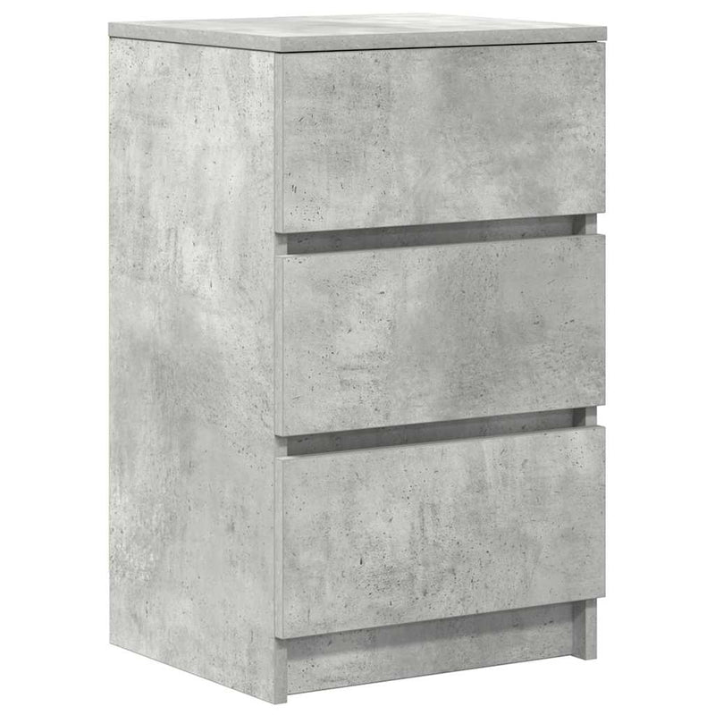 vidaXL 2 db betonszürke éjjeliszekrények 3 fiókkal 39x35x65 cm