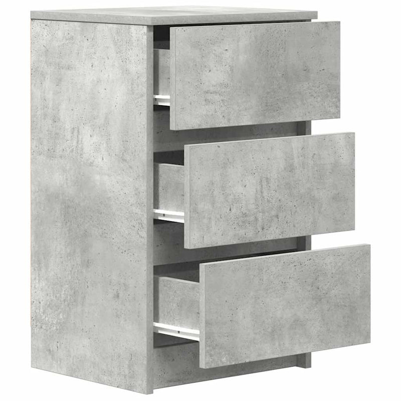 vidaXL 2 db betonszürke éjjeliszekrények 3 fiókkal 39x35x65 cm
