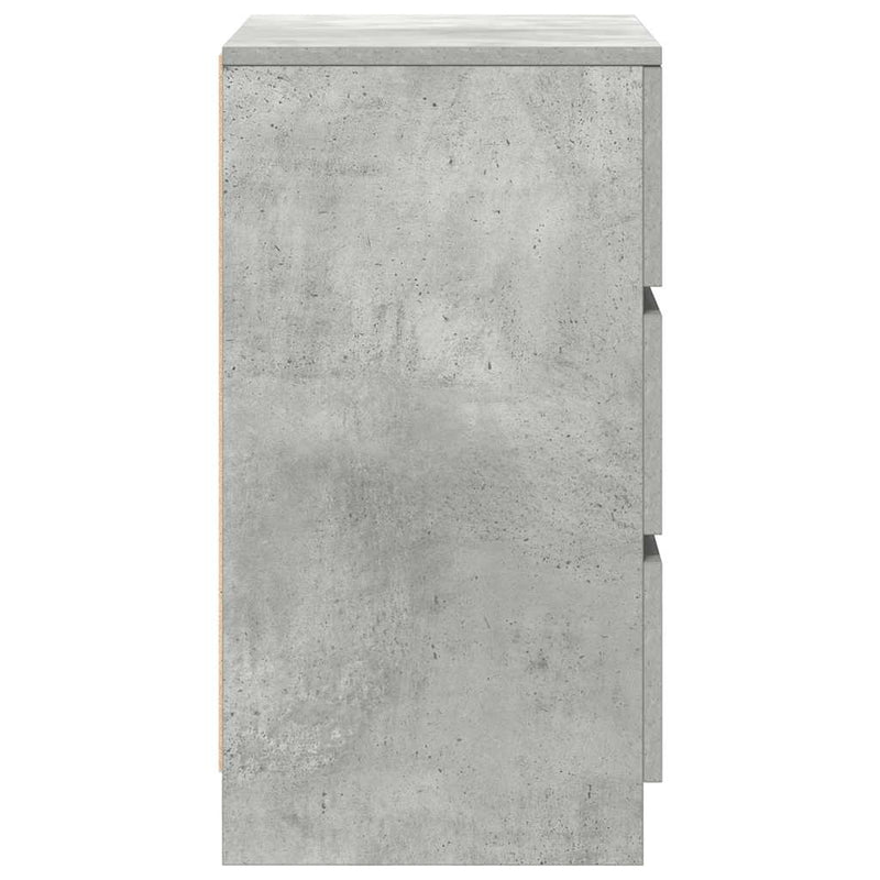 vidaXL 2 db betonszürke éjjeliszekrények 3 fiókkal 39x35x65 cm