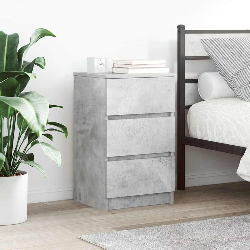 vidaXL 2 db betonszürke éjjeliszekrények 3 fiókkal 39x35x65 cm