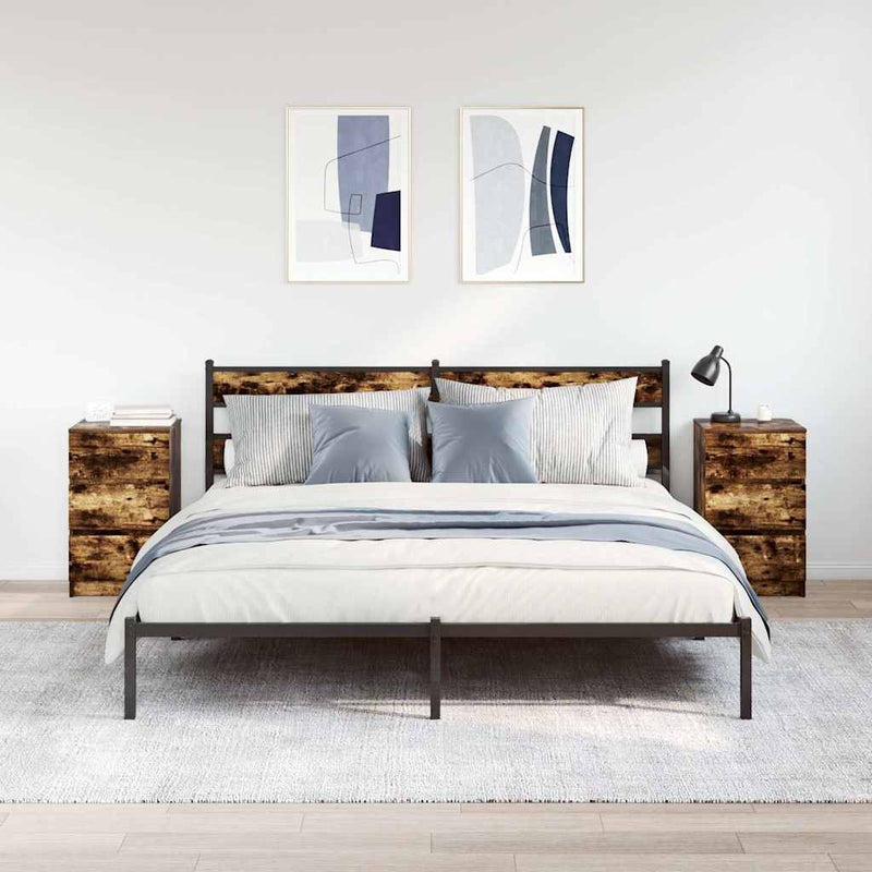 vidaXL 2 db füstölt tölgy éjjeliszekrények 3 fiókkal 39x35x65 cm