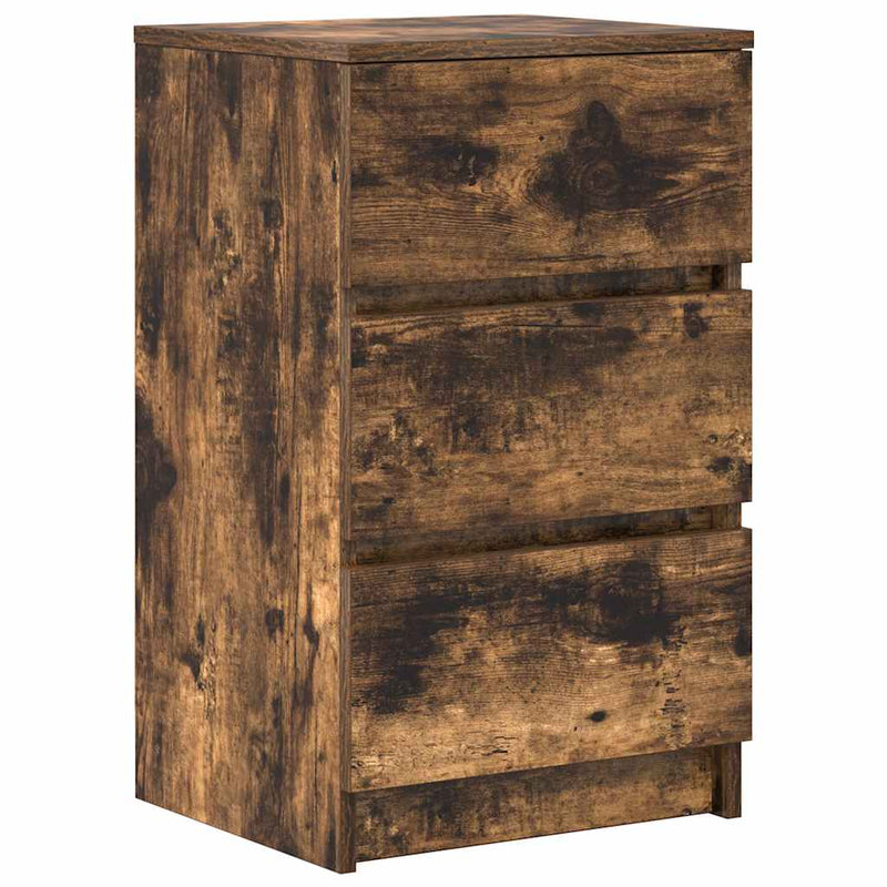 vidaXL 2 db füstölt tölgy éjjeliszekrények 3 fiókkal 39x35x65 cm