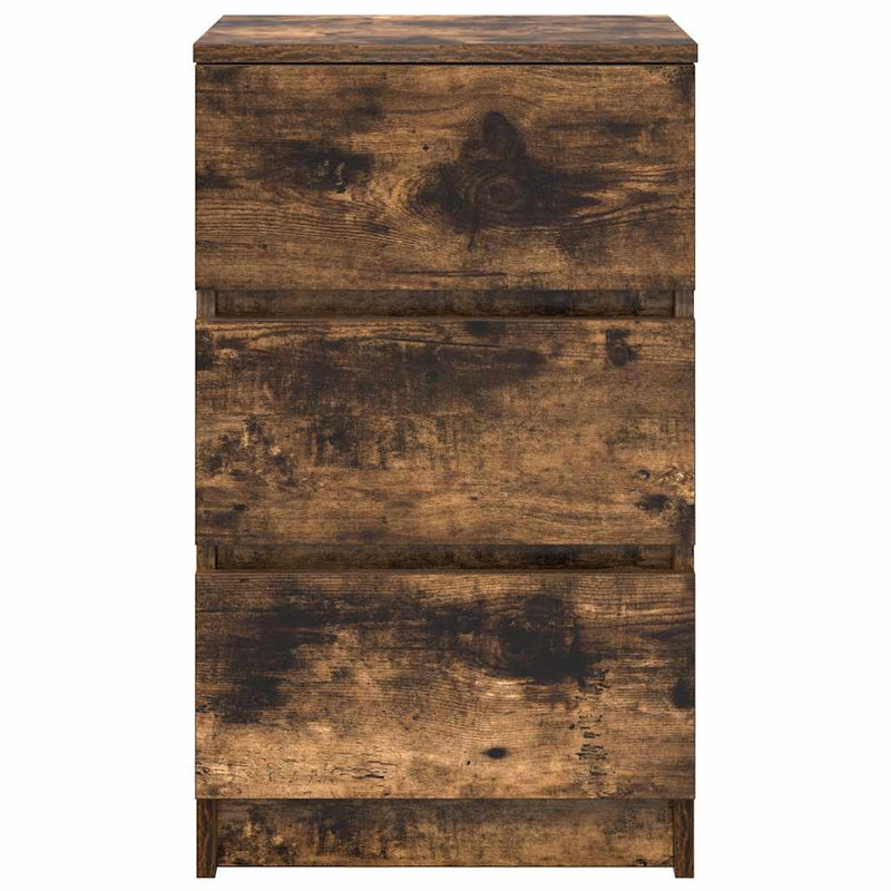 vidaXL 2 db füstölt tölgy éjjeliszekrények 3 fiókkal 39x35x65 cm