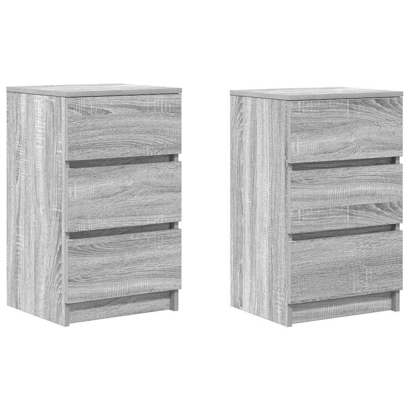vidaXL 2 db szürke sonoma színű éjjeliszekrények 3 fiókkal 39x35x65 cm