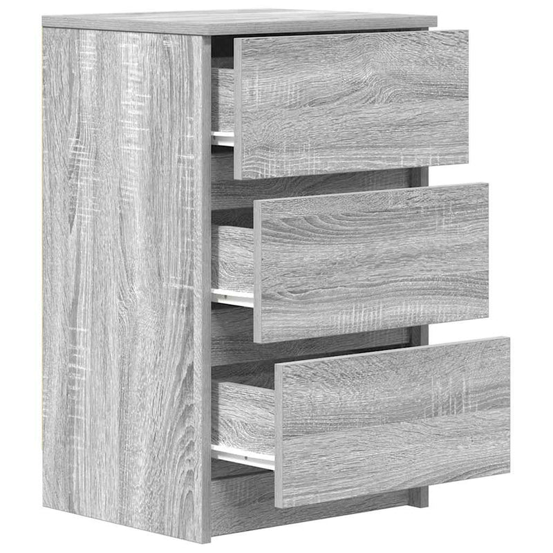 vidaXL 2 db szürke sonoma színű éjjeliszekrények 3 fiókkal 39x35x65 cm