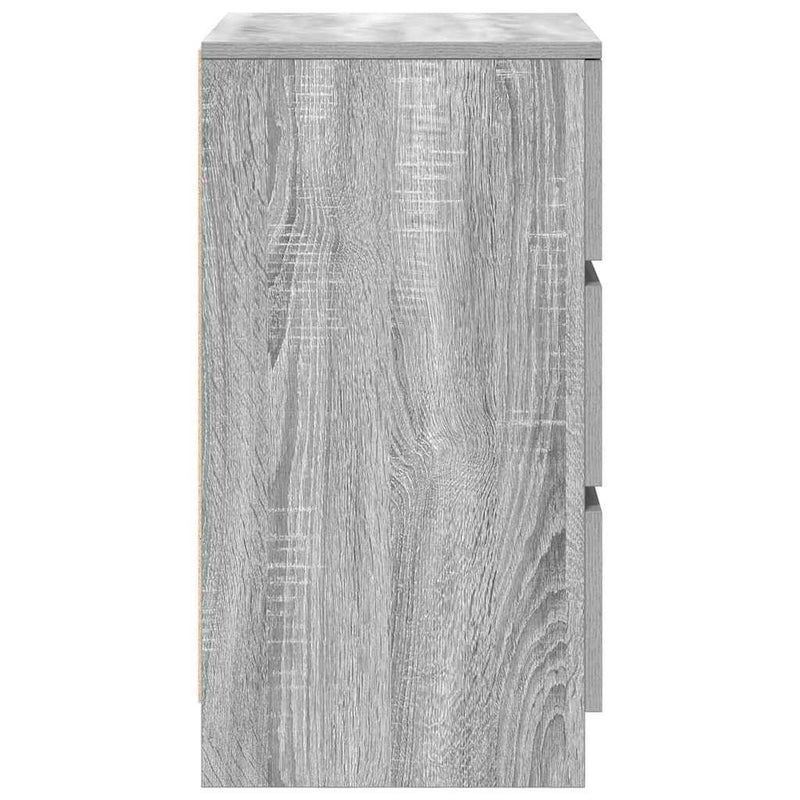 vidaXL 2 db szürke sonoma színű éjjeliszekrények 3 fiókkal 39x35x65 cm