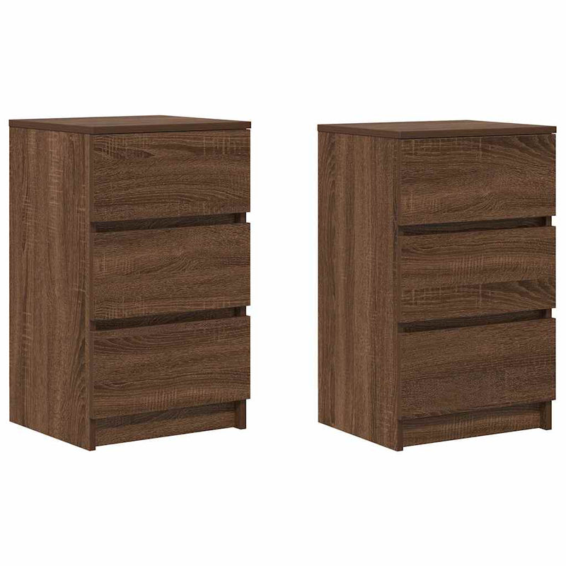 vidaXL 2 db barna tölgyfa éjjeliszekrények 3 fiókkal 39x35x65 cm
