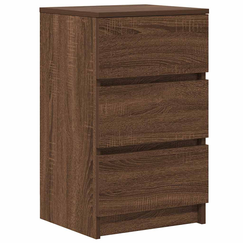 vidaXL 2 db barna tölgyfa éjjeliszekrények 3 fiókkal 39x35x65 cm