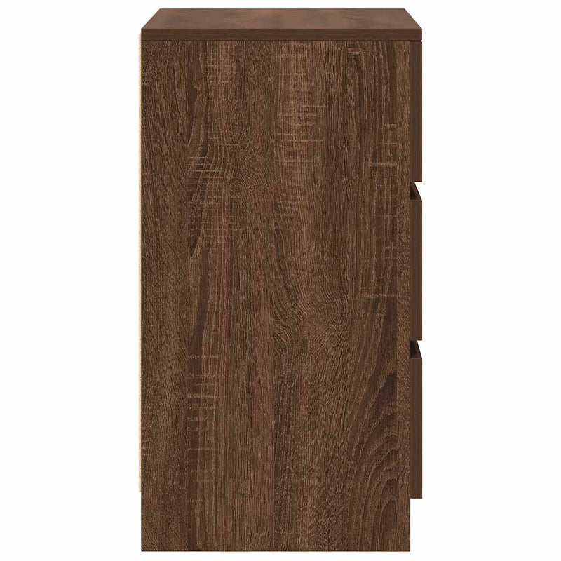 vidaXL 2 db barna tölgyfa éjjeliszekrények 3 fiókkal 39x35x65 cm