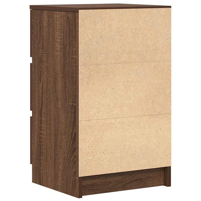 vidaXL 2 db barna tölgyfa éjjeliszekrények 3 fiókkal 39x35x65 cm
