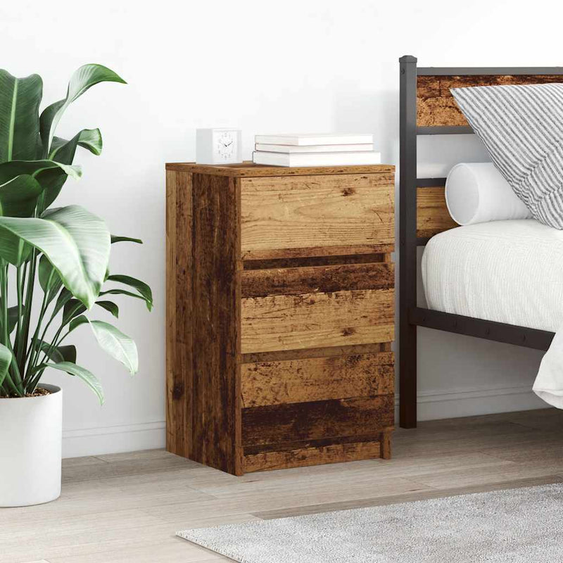 vidaXL antik fa éjjeliszekrény 3 fiókkal 39x35x65 cm
