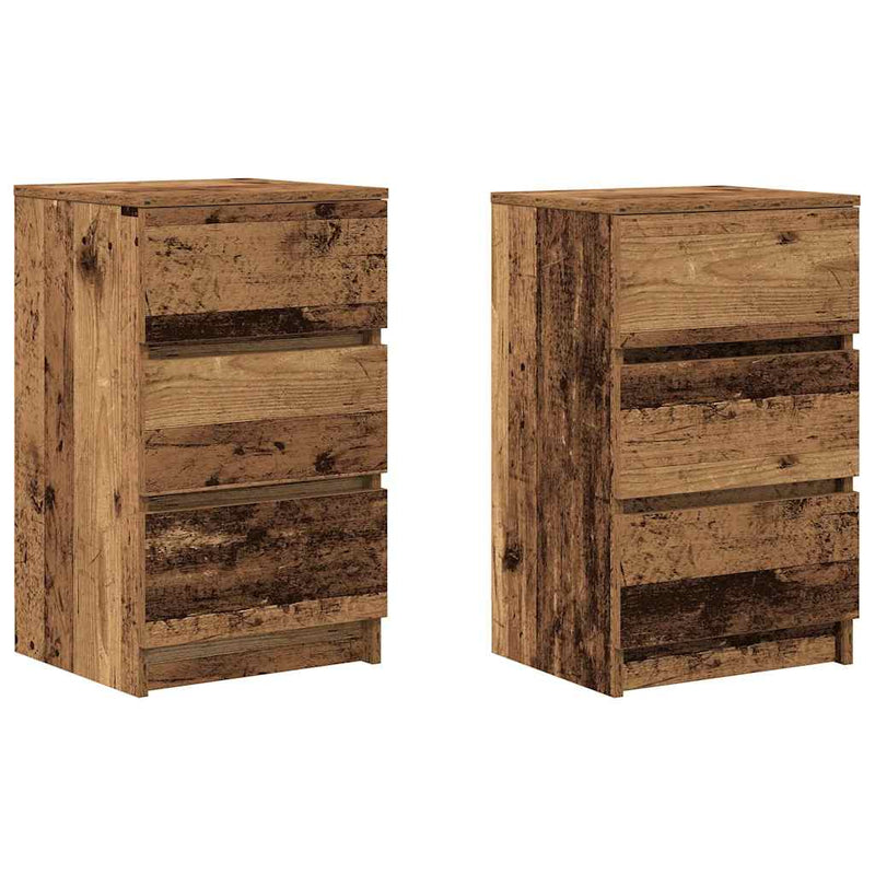 vidaXL 2 db antik fa éjjeliszekrények 3 fiókkal 39x35x65 cm