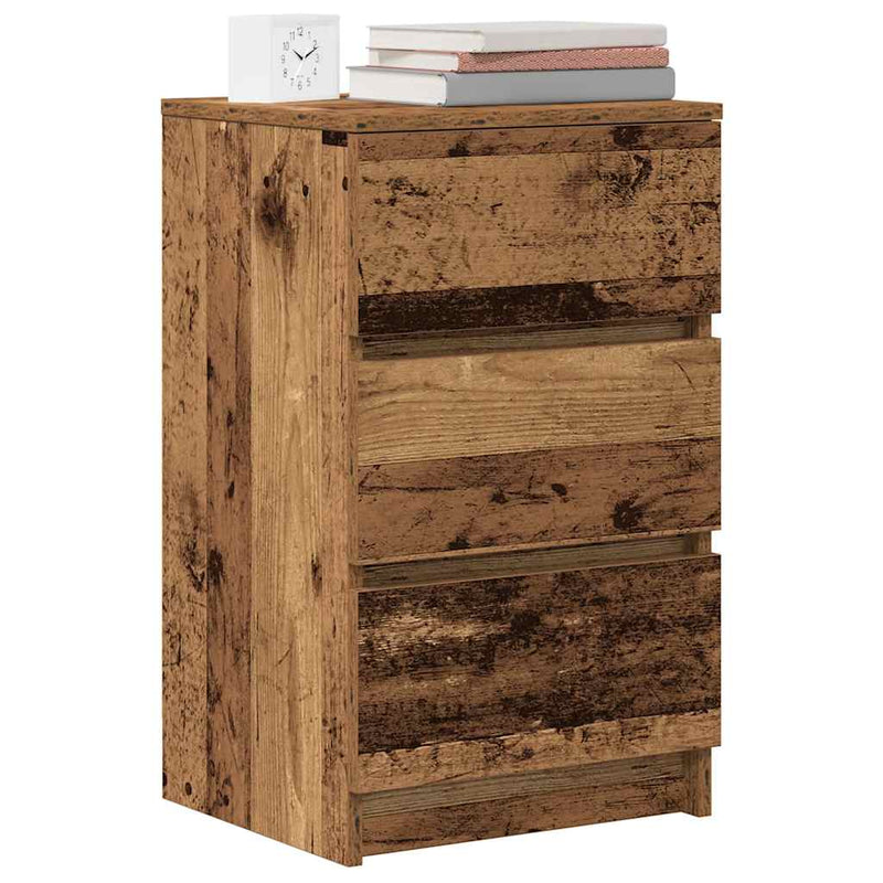 vidaXL 2 db antik fa éjjeliszekrények 3 fiókkal 39x35x65 cm