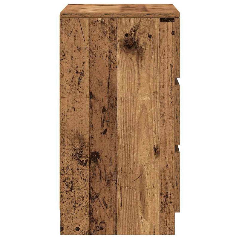 vidaXL 2 db antik fa éjjeliszekrények 3 fiókkal 39x35x65 cm