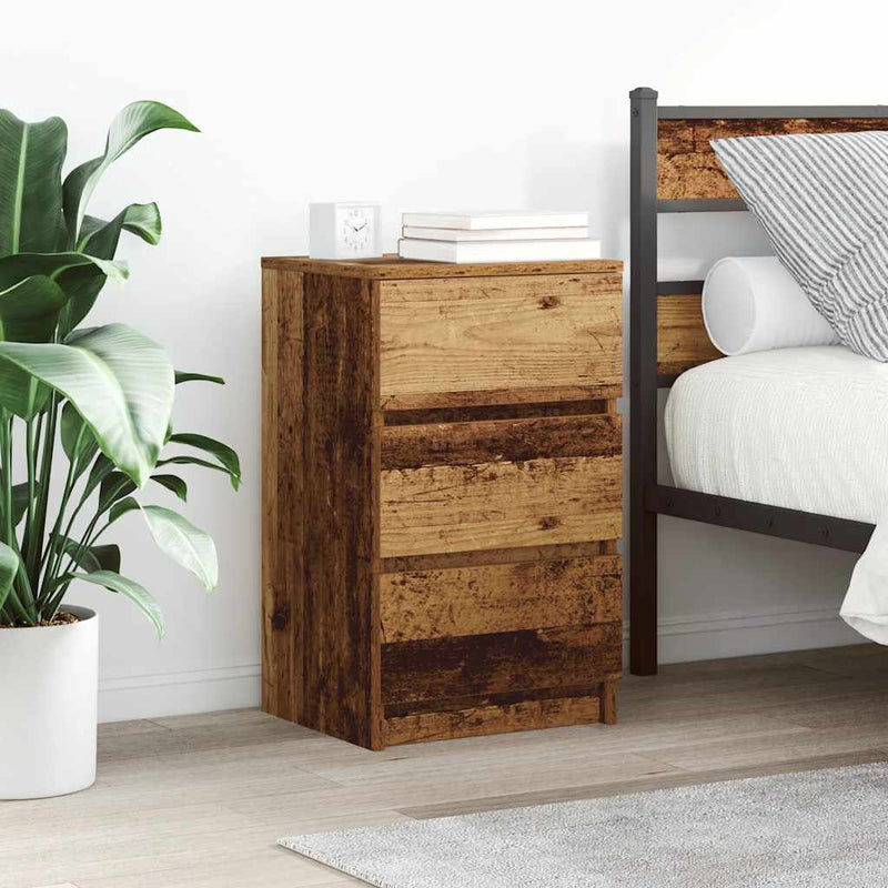 vidaXL 2 db antik fa éjjeliszekrények 3 fiókkal 39x35x65 cm