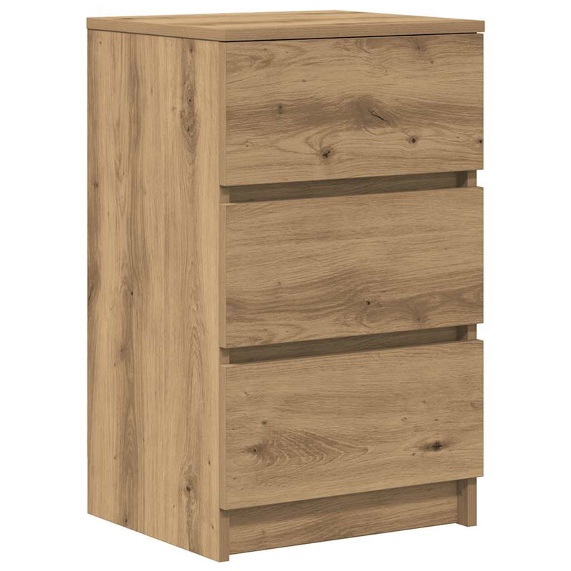 vidaXL 2 db kézműves tölgy éjjeliszekrények 3 fiókkal 39x35x65 cm