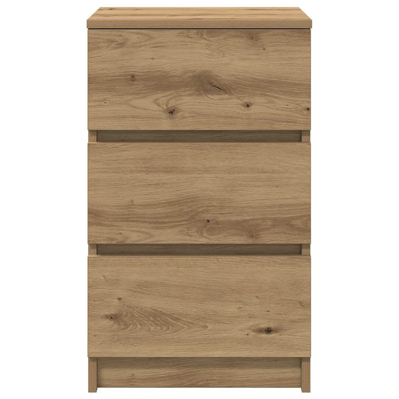 vidaXL 2 db kézműves tölgy éjjeliszekrények 3 fiókkal 39x35x65 cm