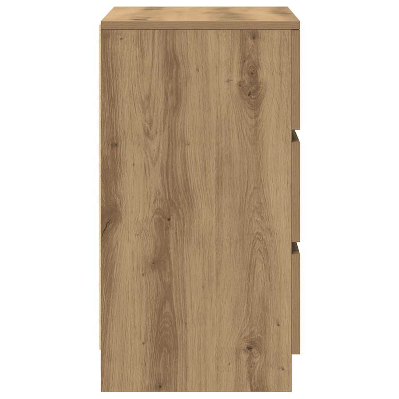 vidaXL 2 db kézműves tölgy éjjeliszekrények 3 fiókkal 39x35x65 cm