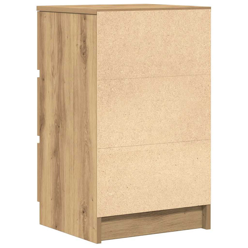 vidaXL 2 db kézműves tölgy éjjeliszekrények 3 fiókkal 39x35x65 cm