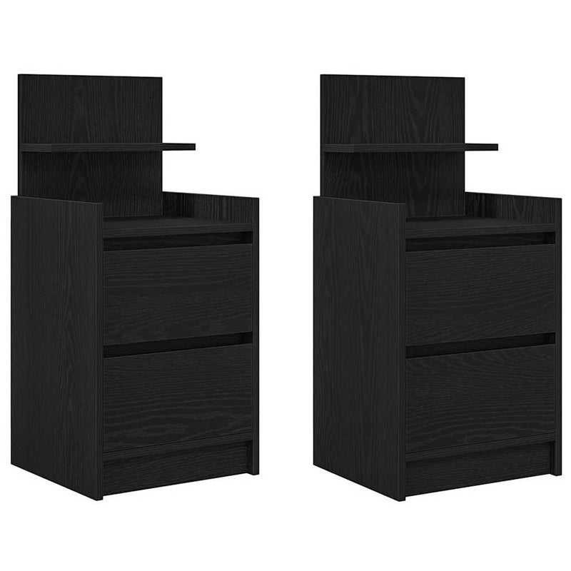 vidaXL 2 db fekete éjjeliszekrények 2 fiókkal 38x34x80 cm