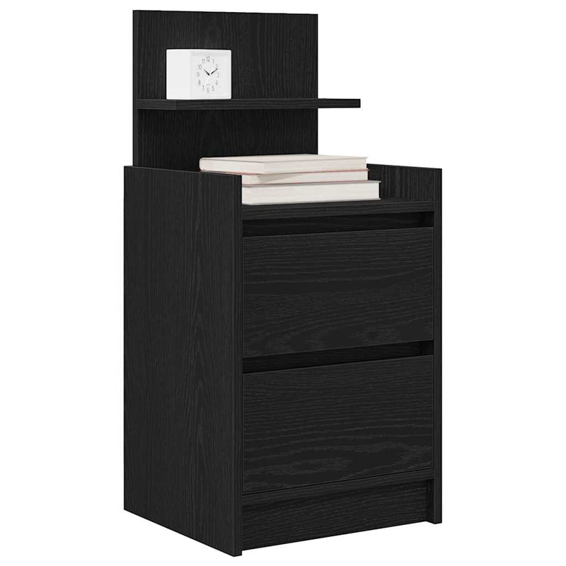 vidaXL 2 db fekete éjjeliszekrények 2 fiókkal 38x34x80 cm