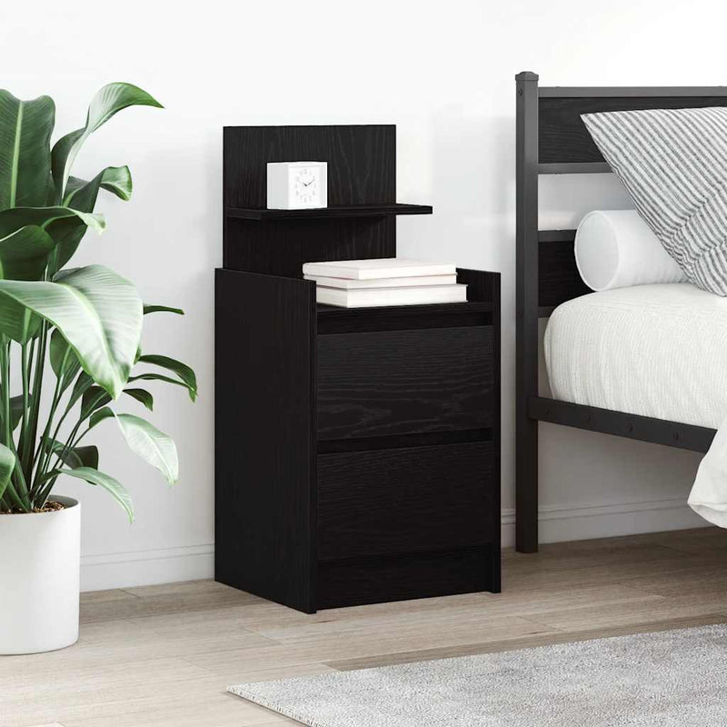 vidaXL 2 db fekete éjjeliszekrények 2 fiókkal 38x34x80 cm