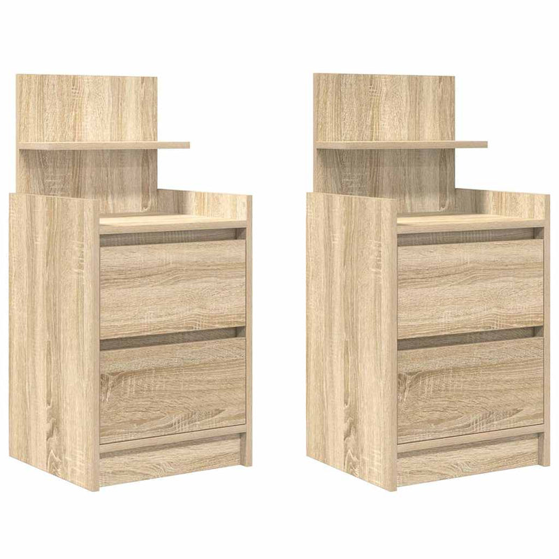 vidaXL 2 db sonoma tölgy színű éjjeliszekrények 2 fiókkal 38x34x80 cm