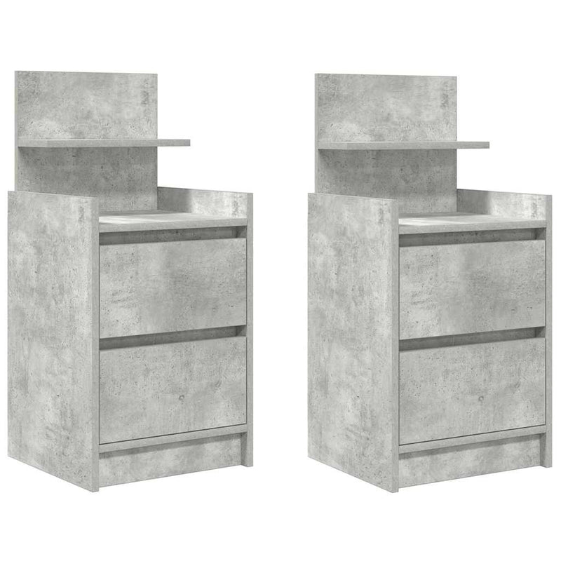 vidaXL 2 db betonszürke éjjeliszekrények 2 fiókkal 38x34x80 cm