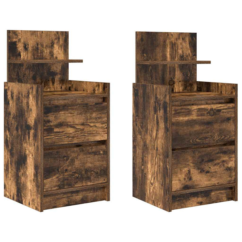 vidaXL 2 db füstös tölgy színű éjjeliszekrények 2 fiókkal 38x34x80 cm