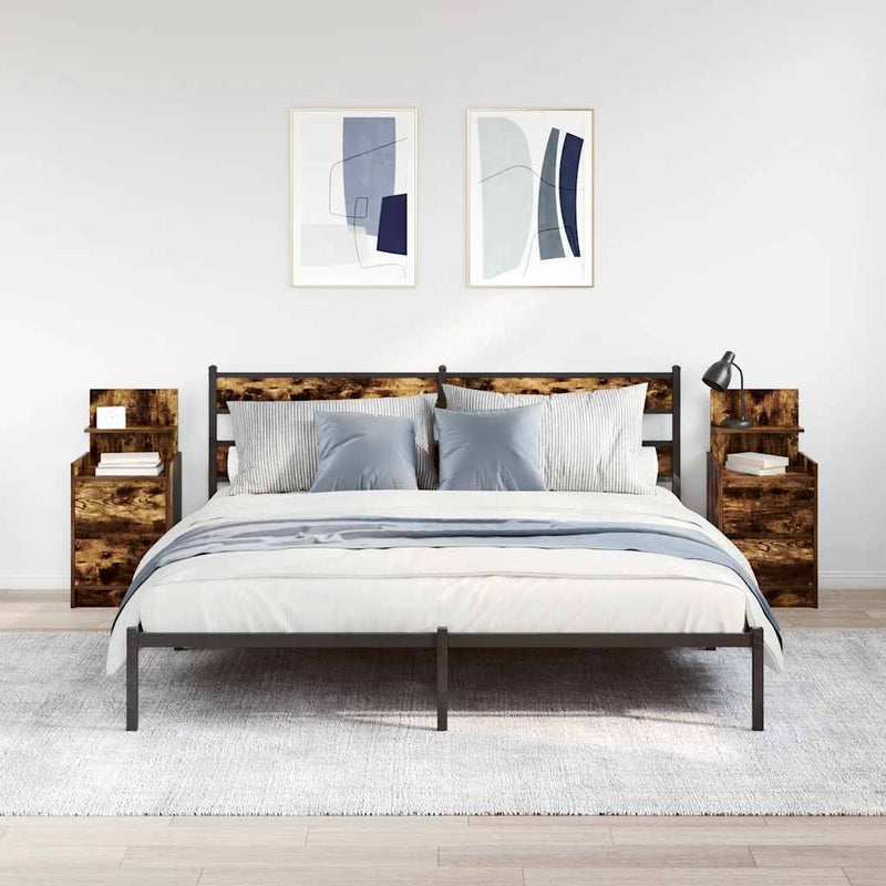 vidaXL 2 db füstös tölgy színű éjjeliszekrények 2 fiókkal 38x34x80 cm