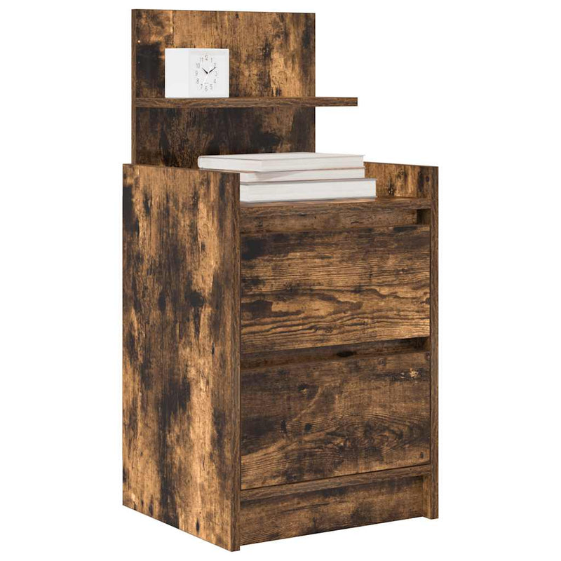 vidaXL 2 db füstös tölgy színű éjjeliszekrények 2 fiókkal 38x34x80 cm