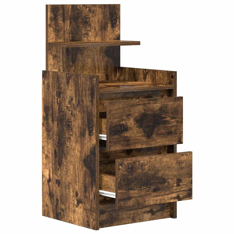 vidaXL 2 db füstös tölgy színű éjjeliszekrények 2 fiókkal 38x34x80 cm