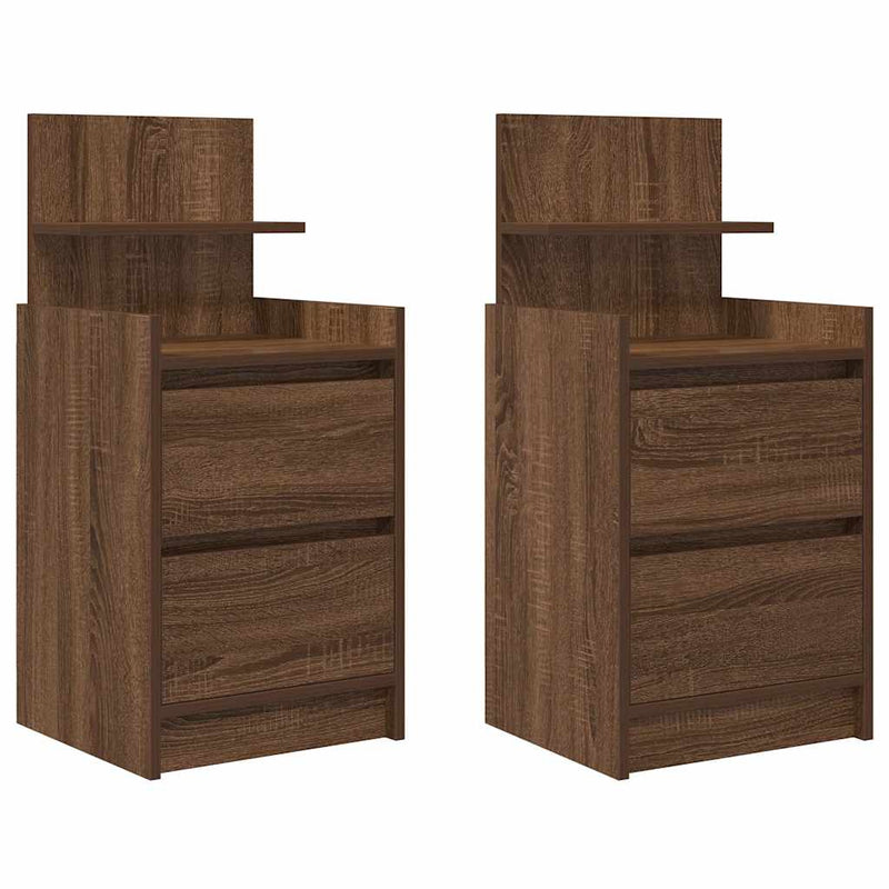 vidaXL 2 db barna tölgy éjjeliszekrények 2 fiókkal 38x34x80 cm