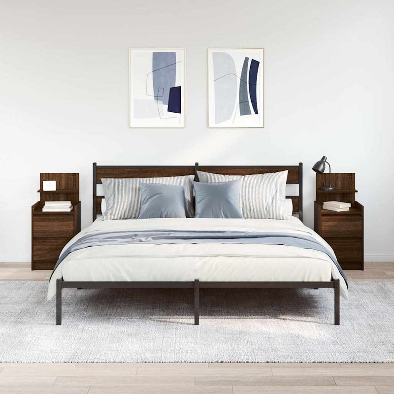 vidaXL 2 db barna tölgy éjjeliszekrények 2 fiókkal 38x34x80 cm