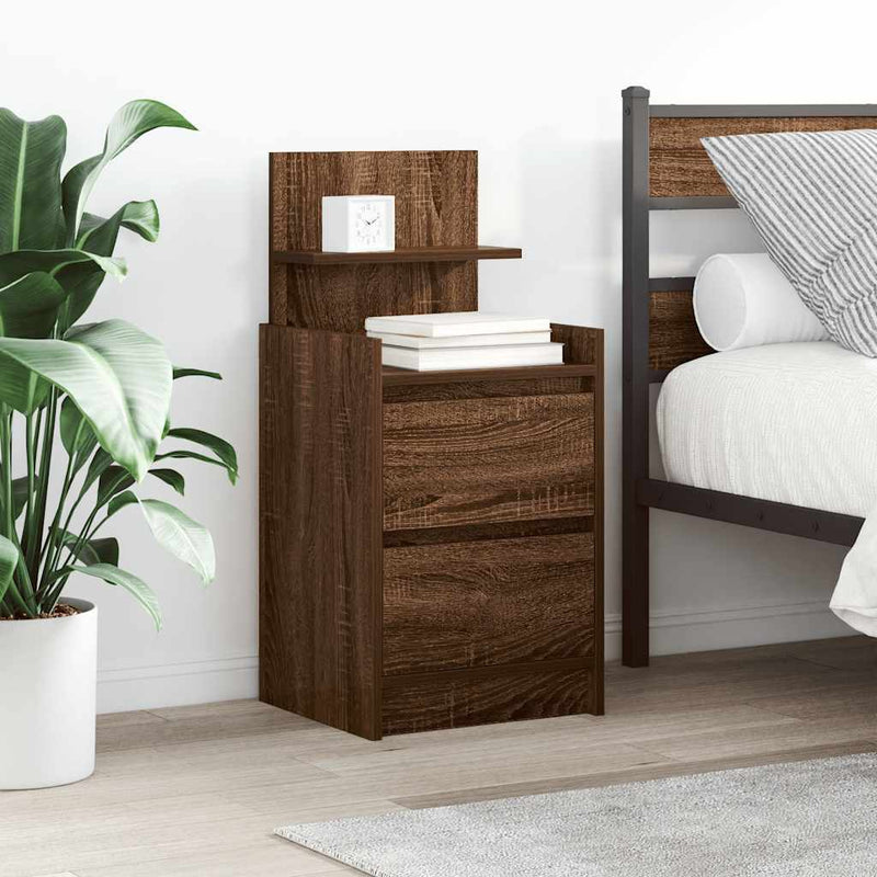 vidaXL 2 db barna tölgy éjjeliszekrények 2 fiókkal 38x34x80 cm