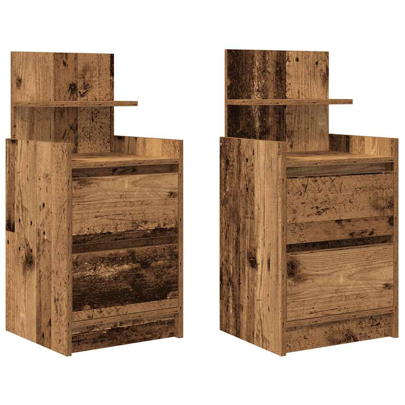 vidaXL 2 db antik fa színű éjjeliszekrények 2 fiókkal 38x34x80 cm
