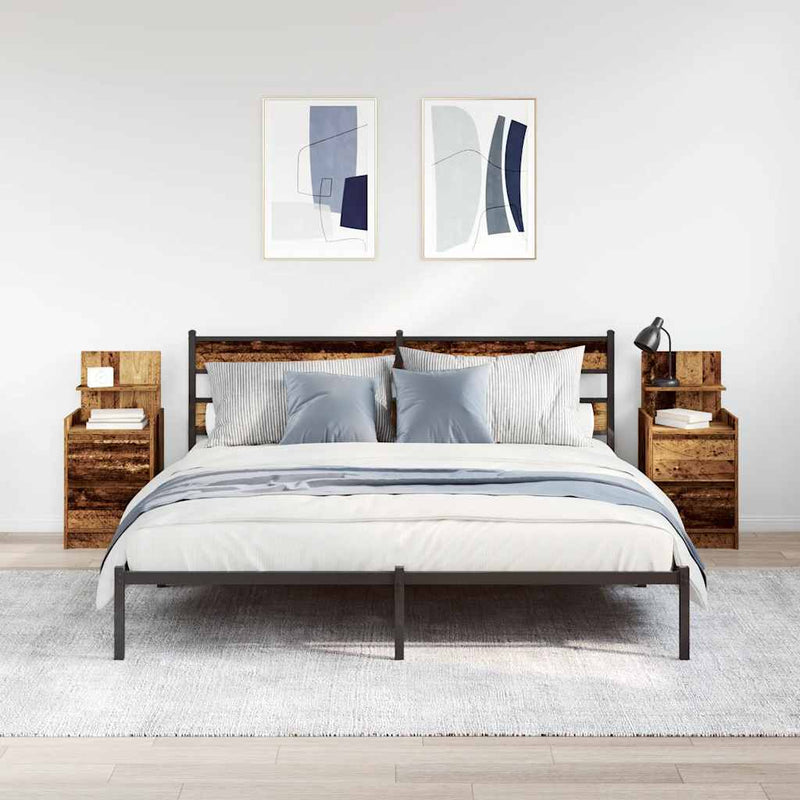 vidaXL 2 db antik fa színű éjjeliszekrények 2 fiókkal 38x34x80 cm