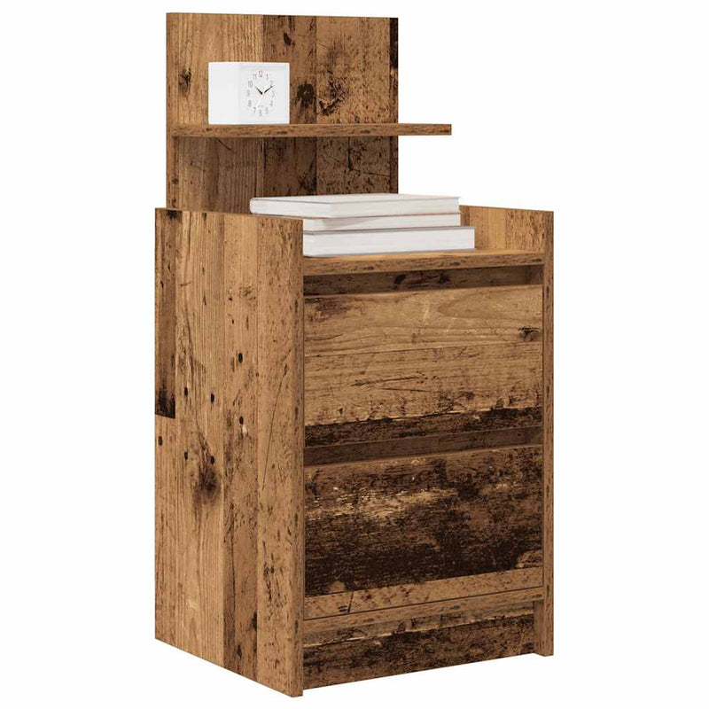 vidaXL 2 db antik fa színű éjjeliszekrények 2 fiókkal 38x34x80 cm