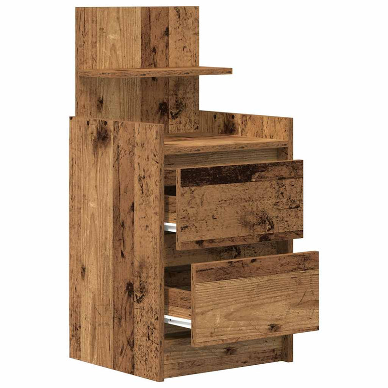 vidaXL 2 db antik fa színű éjjeliszekrények 2 fiókkal 38x34x80 cm