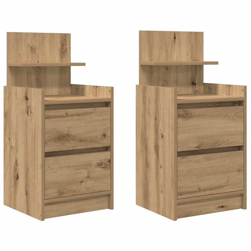 vidaXL 2 db kézműves tölgy éjjeliszekrények 2 fiókkal 38x34x80 cm