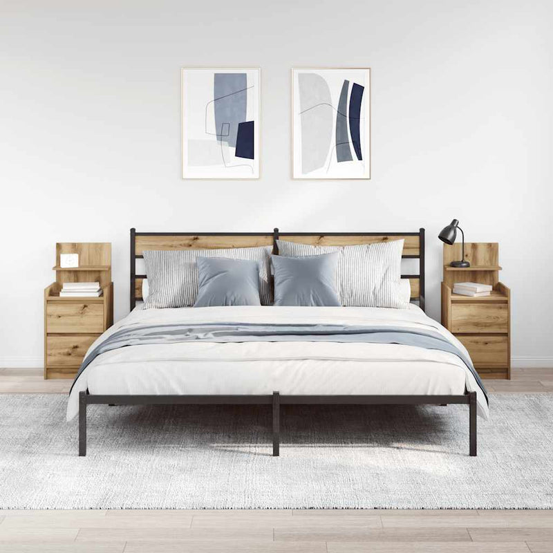 vidaXL 2 db kézműves tölgy éjjeliszekrények 2 fiókkal 38x34x80 cm
